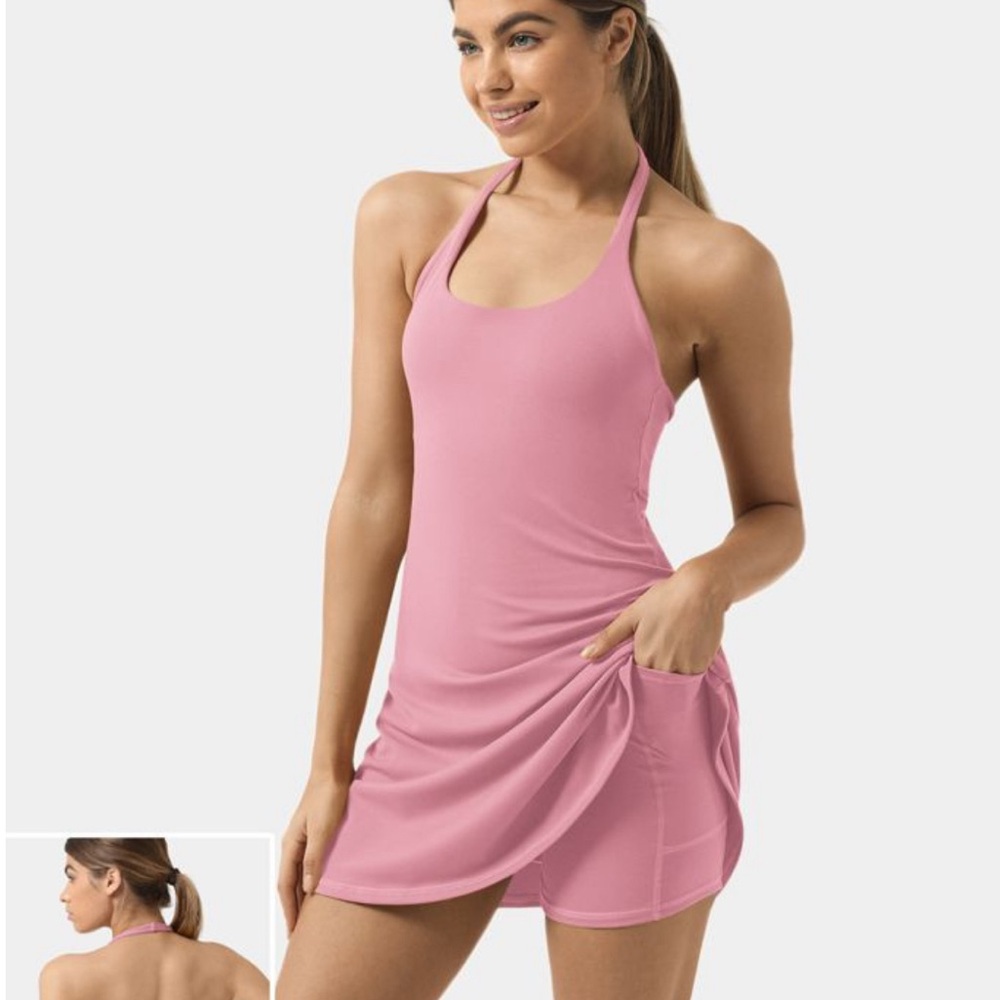 Halara - Softlyzero™ Plush Halter Backless 2-in-1 Pocket Mini Slip Active Dress